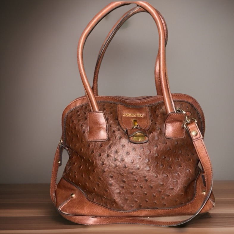 London Fog Ostrich Vegan Faux Leather Satchel